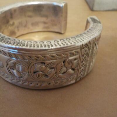 Hand crafted Sterling Cuff Bracelet w/ European design.