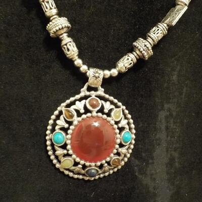 Super Designed and crafted  Sterling Necklace with Stones.