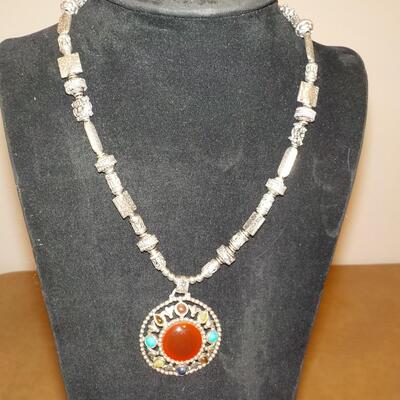 Super Designed and crafted  Sterling Necklace with Stones.