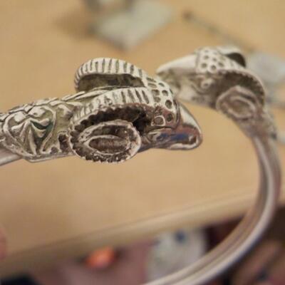 Sterling Rams Head Bracelet, hand crafted.