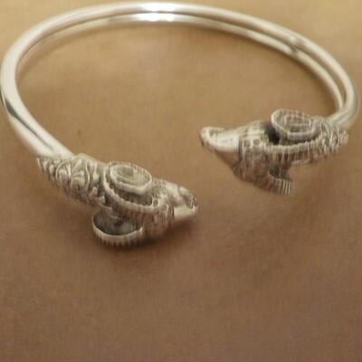 Sterling Rams Head Bracelet, hand crafted.