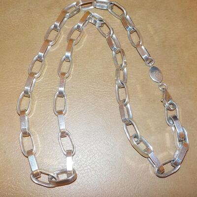 21 inch Chain link Sterling Silver Necklace/ Italy.