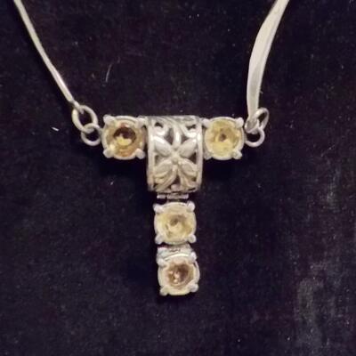 Art-Deco Sterling necklace with citrine stones.