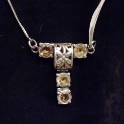 Art-Deco Sterling necklace with citrine stones.