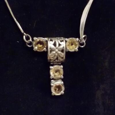 Art-Deco Sterling necklace with citrine stones.