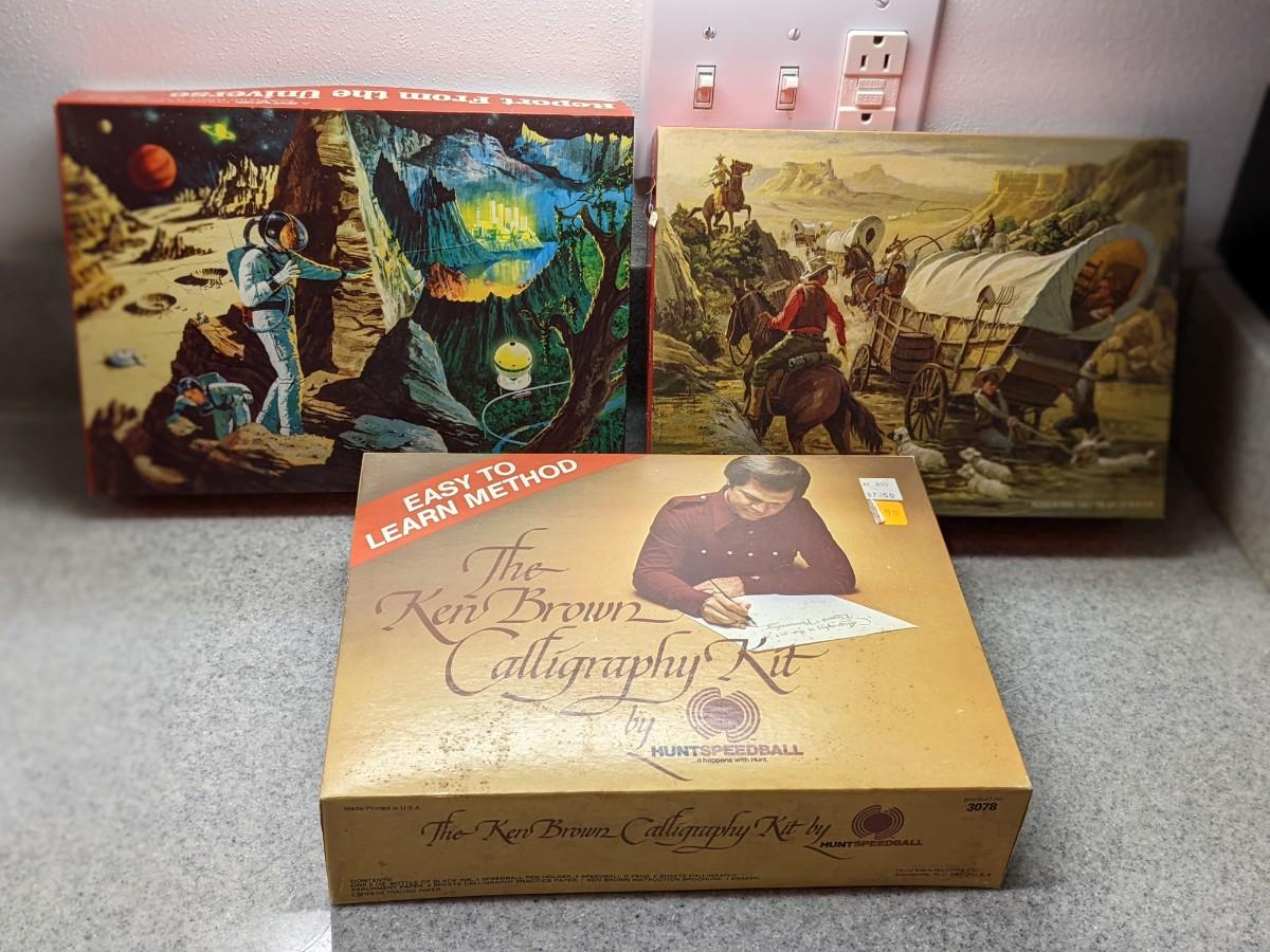 Vintage Puzzles in Great Shape, Calligraphy Set | EstateSales.org