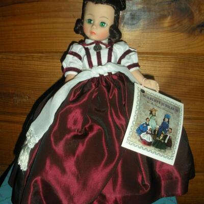 Madame Alexander 10" Scarlett Portrette #1100 from Jubilee II series Burgundy and White Dress