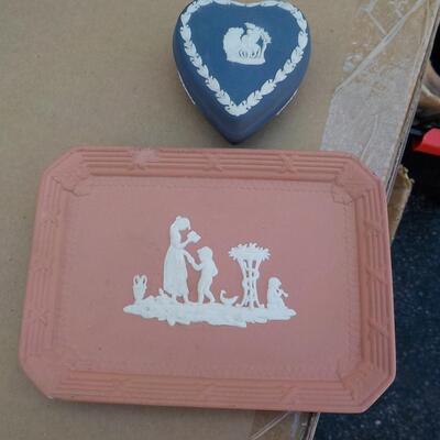 Wedgwood of England/ 2 rare pieces Heart Box & Red Tray.
