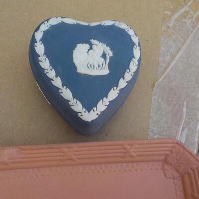 Wedgwood of England/ 2 rare pieces Heart Box & Red Tray.