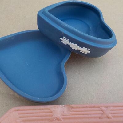 Wedgwood of England/ 2 rare pieces Heart Box & Red Tray.