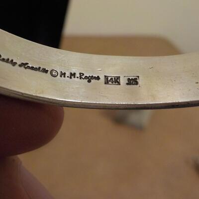 Sterling silver curb Bracelet with 14k inlay.