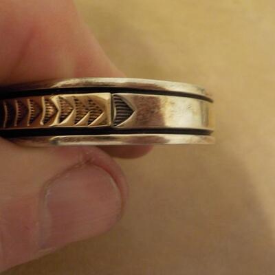 Sterling silver curb Bracelet with 14k inlay.