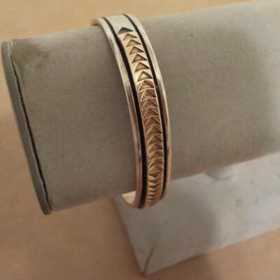 Sterling silver curb Bracelet with 14k inlay.