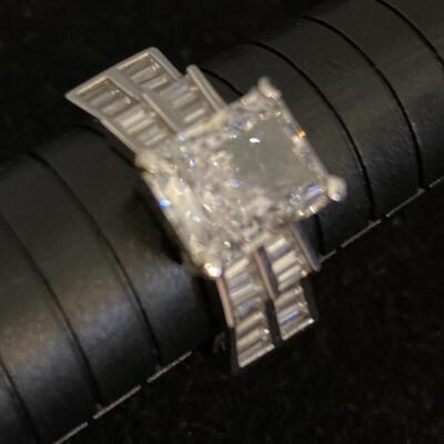 Sterling .925 Ring with CZ Diamond Princess Cut Size 7