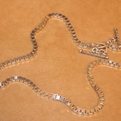 22 in. Square sterling silver  links necklace.