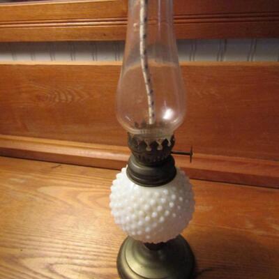 Vintage Petite Hobnail Glass Oil Lamp