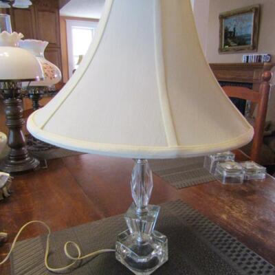 Geometric Glass Post Table Top Lamp with Shade