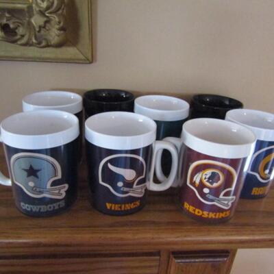 Group of Eight Vintage Thermo Serv NFL Cups- Assorted Teams (1976)