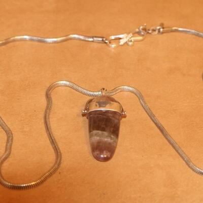 Sterling silver precious stone 21 in. necklace.