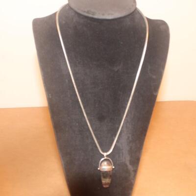 Sterling silver precious stone 21 in. necklace.