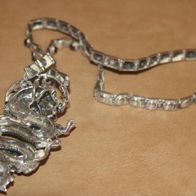 Sterling silver Dragon necklace, Eye popping.
