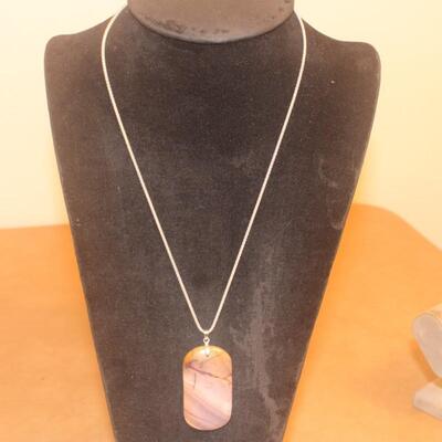 Tigers Eye Precious stone and sterling necklace.