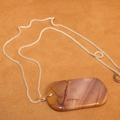 Tigers Eye Precious stone and sterling necklace.