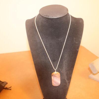 Tigers Eye Precious stone and sterling necklace.