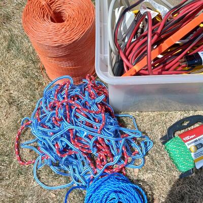 LOT 85  ROPE, ROLL OF TWINE, SURGE PROTECTORS AND EXTENSION CORDS