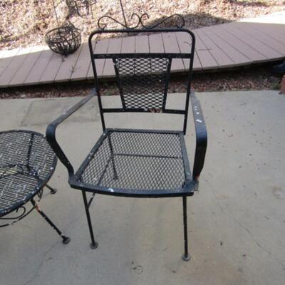 Vintage Wrought Iron Chair and Table Set