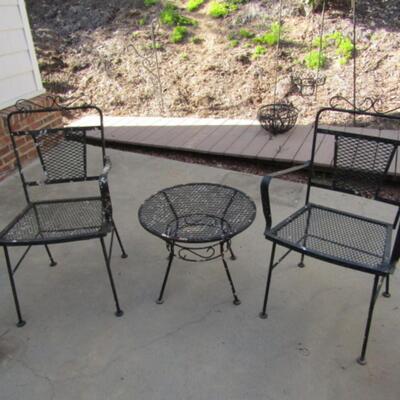 Vintage Wrought Iron Chair and Table Set
