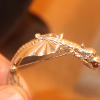 Sterling silver dragon pin.