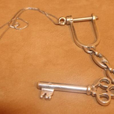 Sterling silver Skelton Key necklace with chain.