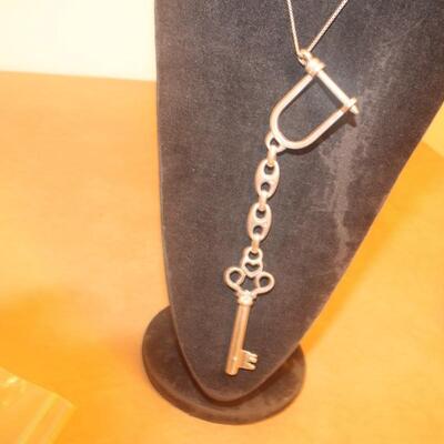 Sterling silver Skelton Key necklace with chain.