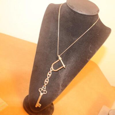 Sterling silver Skelton Key necklace with chain.