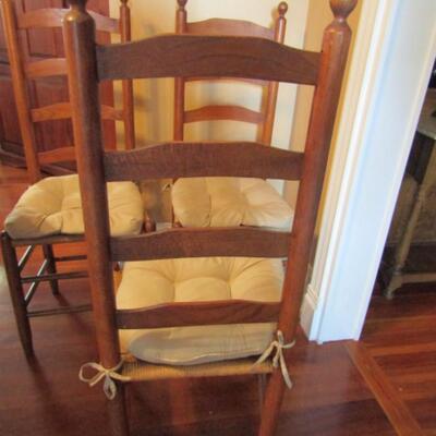 Set of Six Antique Rush Seat, Ladder Back Chairs