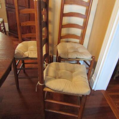 Set of Six Antique Rush Seat, Ladder Back Chairs
