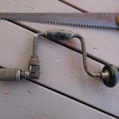 Set of Vintage Hand Tools- Saws and Drill