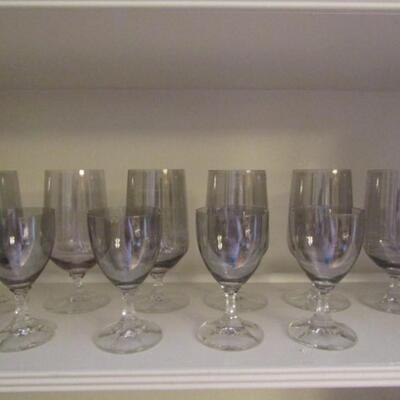 Smoky Glass Footed Drinkware- Ten Pieces