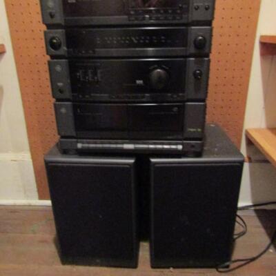 GE Stereo System with Speakers:  CD, AM/FM Radio, Double Tape Deck