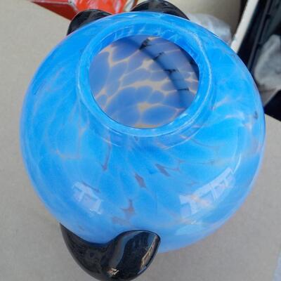 Sky Blue with glass on glass wave, 10 in high.