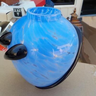 Sky Blue with glass on glass wave, 10 in high.