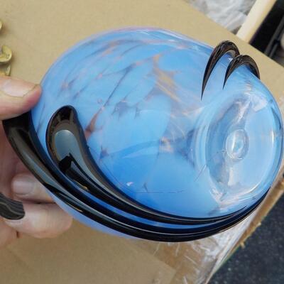 Sky Blue with glass on glass wave, 10 in high.