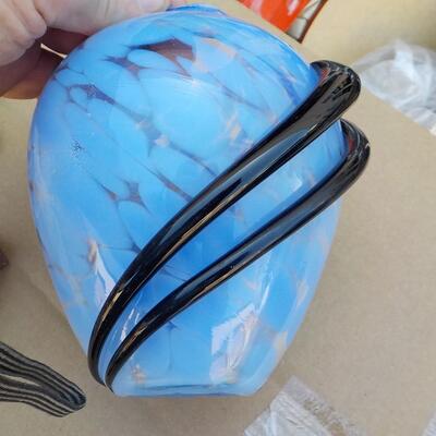 Sky Blue with glass on glass wave, 10 in high.