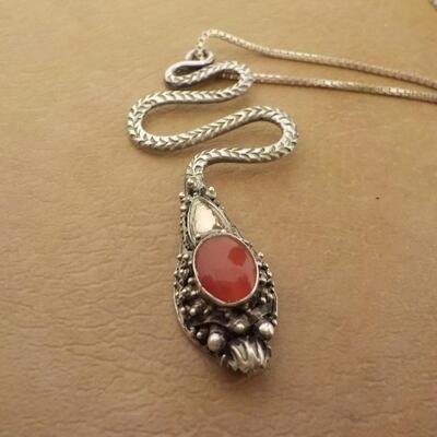Sterling silver Snake w/ gem necklace.
