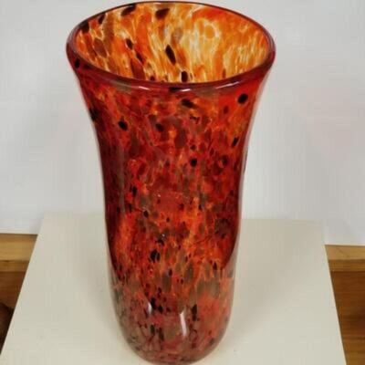 Tall Vintage Art Glass Vase w/ Brilliant Translucent Rich Orange Color