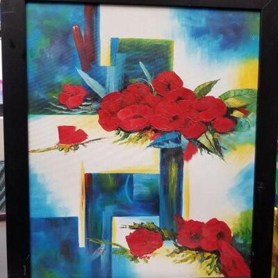 Striking Mid-Century Expressionist Oil Painting of Floral Still Life