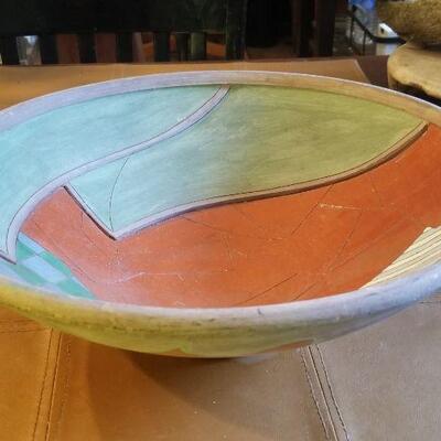 Art mid-century ceramic Bowl with intricate abstract design