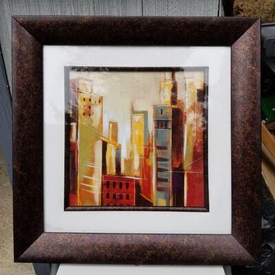 Art - abstract expressionist cityscape lithograph