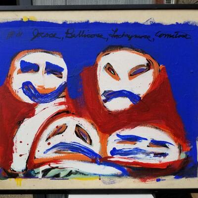 Abstract expressionist painting depicting the four stages of drunkenness. Signed